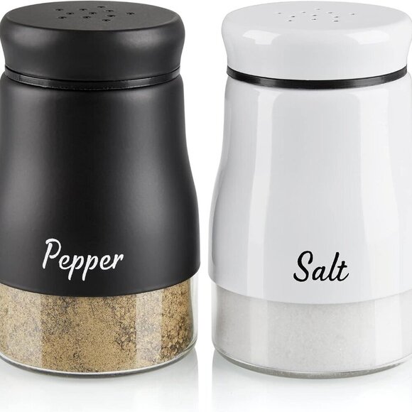 Salt and Pepper Shakers Set, 5 Ounce Salt and Pepper Dispenser with Glas… - Picture 1 of 7